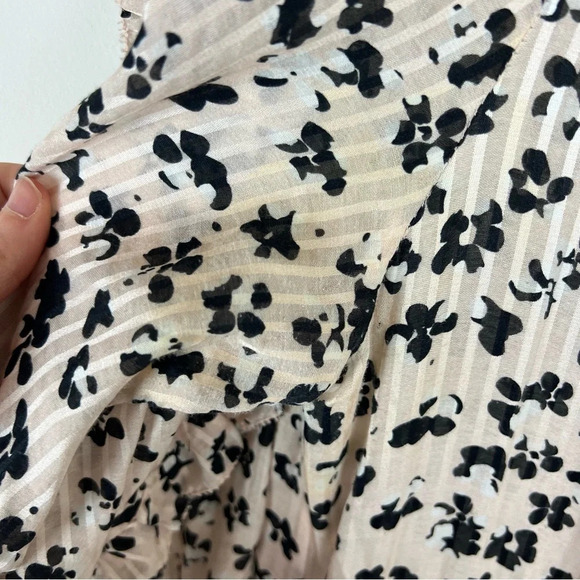 Ulla Johnson | Fantine Silk Midi Floral Ruffle Tiered Dress in Blush Pink 10 - Picture 6 of 9